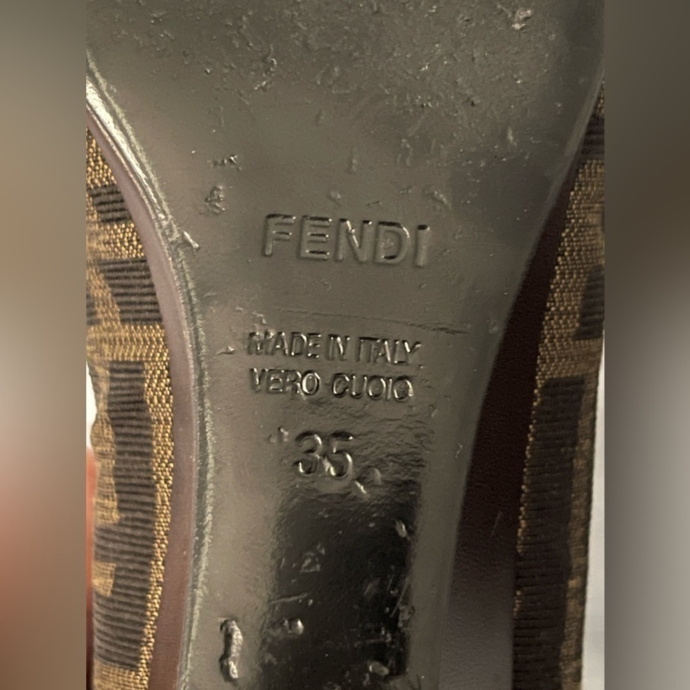 Real FENDI zucca wedges in size 35 brown bow - Picture 5 of 14